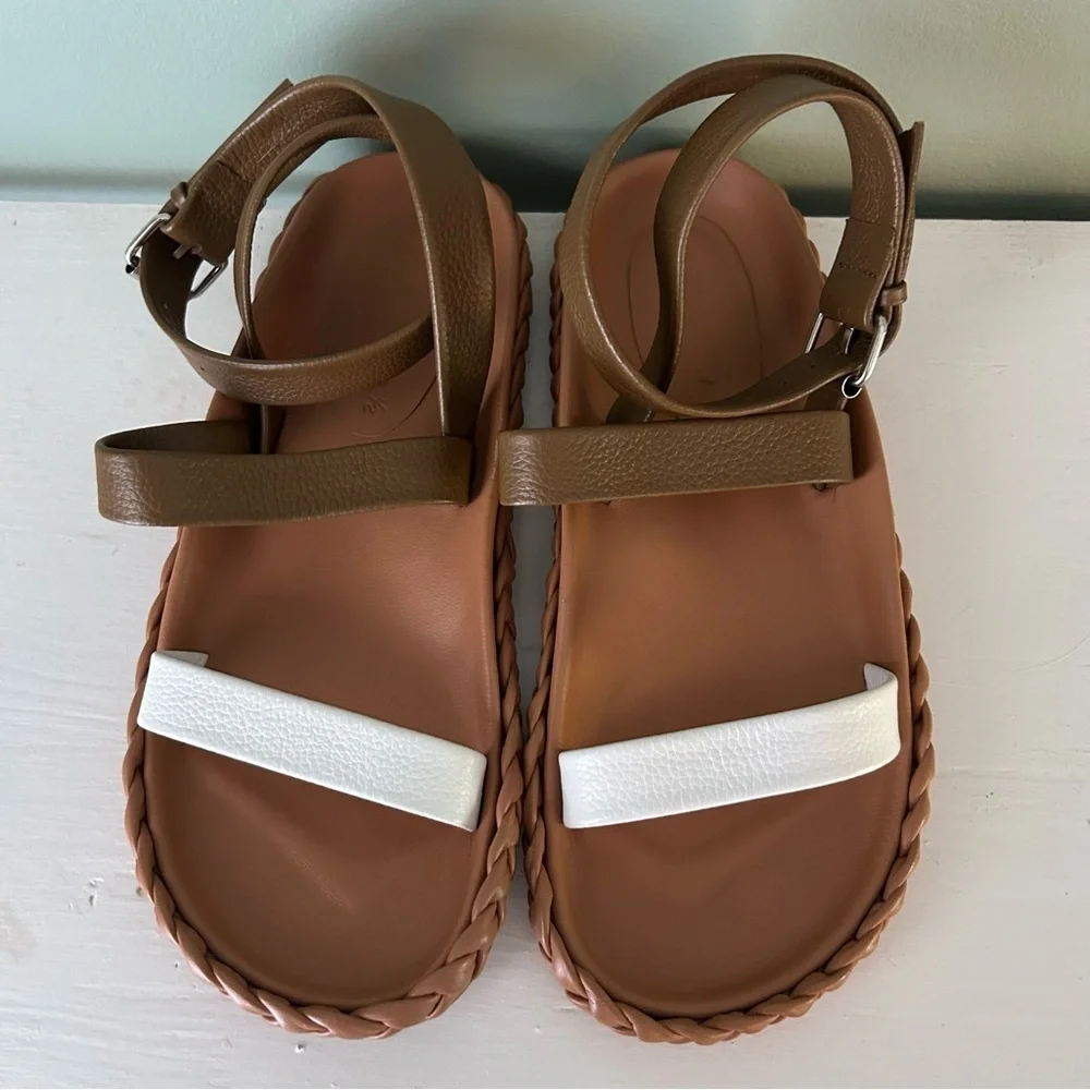 Rachel Comey Gladiator Pebbled‎ Leather Two tone Braided Mensa Sandals